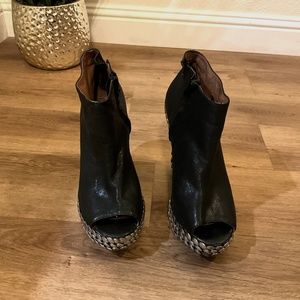 Jeffrey Campbell Havana Lane Studded Black Leather Wedge Shoes
